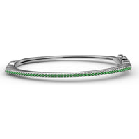 Cutting Edge Bangle with Prong Set Round Emeralds and Pavé Diamond Accent by Fana - 0.74 Carat Total Gemstone Weight