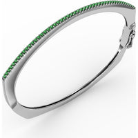 Cutting Edge Bangle with Prong Set Round Emeralds and Pavé Diamond Accent by Fana - 0.74 Carat Total Gemstone Weight