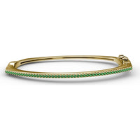Cutting Edge Bangle with Prong Set Round Emeralds and Pavé Diamond Accent by Fana - 0.74 Carat Total Gemstone Weight