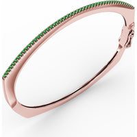 Cutting Edge Bangle with Prong Set Round Emeralds and Pavé Diamond Accent by Fana - 0.74 Carat Total Gemstone Weight