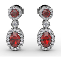 Dangle Earrings with Ruby and Diamond Halos by Fana - 2.01 Carat Total Gemstone Weight