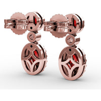 Dangle Earrings with Ruby and Diamond Halos by Fana - 2.01 Carat Total Gemstone Weight