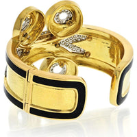 David Webb 18K Yellow Gold and Platinum Arabesque Cuff Bracelet with H/VS Diamonds - 3.00 Carats Total Diamond Weight