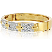 David Webb 18K Yellow Gold & Platinum Bangle with 3.80 Carat Round Diamonds - Fits 6.25in Wrist