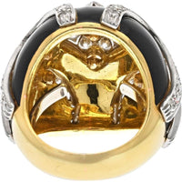 David Webb 18K Yellow Gold & Platinum Bombe Ring with Round Brilliant Diamonds - 2.0 Carats Total Diamond Weight