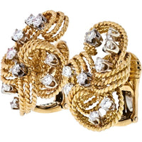 David Webb 18K Yellow Gold & Platinum Diamond Earrings - 2.00 Carats Total Diamond Weight