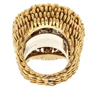 David Webb 18K Yellow Gold & Platinum Estate Diamond Textured Cocktail Ring - 4.00 Carats Total Diamond Weight