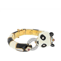 David Webb 18K Yellow Gold and Platinum Panda Bracelet with Rubies and Diamonds - Circa 1970s