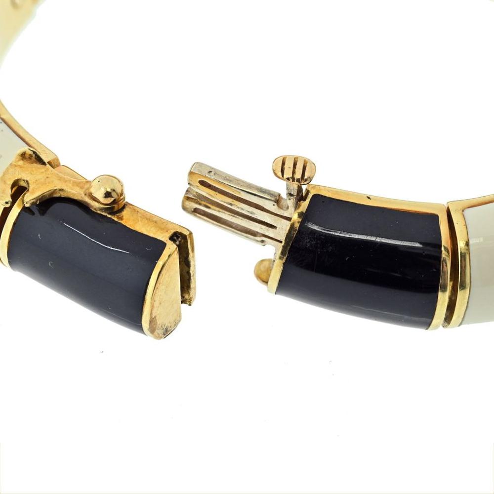 David Webb 18K Yellow Gold and Platinum Panda Bracelet with Rubies and Diamonds - Circa 1970s