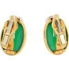 David Webb 18K Yellow Gold Oval Cabochon Green Chrysophase and Diamond Clip Earrings - Holiday Glamour
