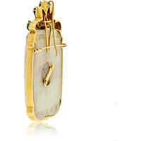 David Webb 18K Yellow Gold Pendant-Brooch with Carved Jade, Emeralds, Rubies, Sapphires, and Diamond Accents