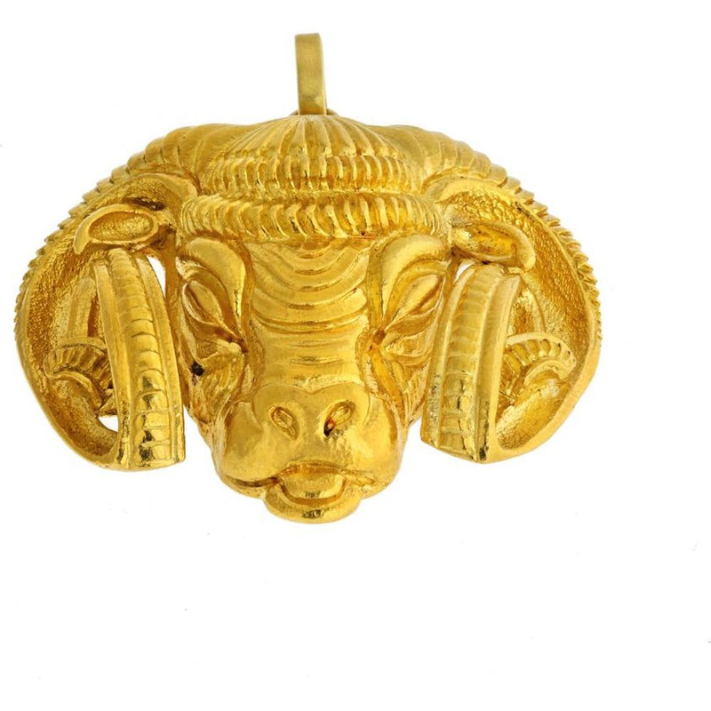 David Webb 18K Yellow Gold Zodiac Kingdom Aries Ram Head Pendant - 49.8 Grams