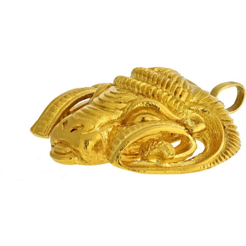 David Webb 18K Yellow Gold Zodiac Kingdom Aries Ram Head Pendant - 49.8 Grams