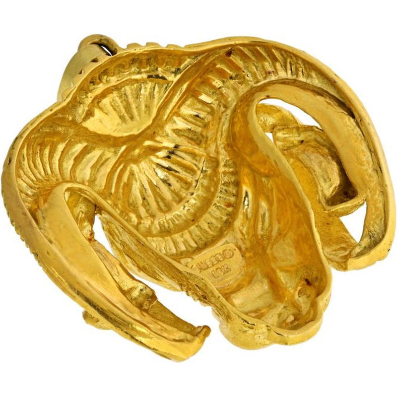 David Webb 18K Yellow Gold Zodiac Kingdom Aries Ram Head Pendant - 49.8 Grams