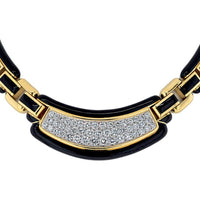 David Webb Black Enamel Diamond Collar Necklace in Platinum & 18K Yellow Gold