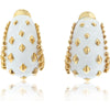 David Webb Bombe Platinum & 18K Yellow Gold White Enamel Clip-On Earrings with Lozenge Details