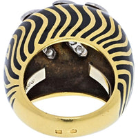 David Webb Estate Platinum and 18K Yellow Gold Zebra Stripe Ring with Circular-Cut Diamonds - 3.12 Carats Total Diamond Weight