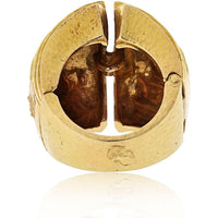 David Webb Platinum & 18K Yellow Gold Bark Finish CLIQ Hinged Estate Step Ring - Bold Statement