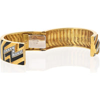 David Webb Platinum & 18K Yellow Gold Black Enamel Zig Zag Diamond Bangle Bracelet - 0.65 Carats Total Diamond Weight