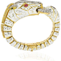 David Webb Platinum & 18K Yellow Gold Horse Bracelet with Diamonds & Ruby Eyes - 4.00 Carats Total Diamond Weight