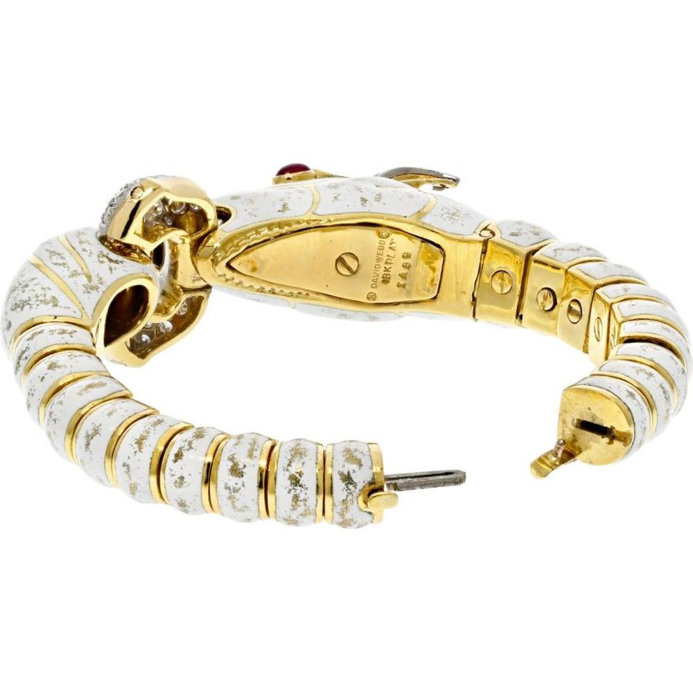 David Webb Platinum & 18K Yellow Gold Horse Bracelet with Diamonds & Ruby Eyes - 4.00 Carats Total Diamond Weight