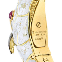 David Webb Platinum & 18K Yellow Gold Horse Bracelet with Diamonds & Ruby Eyes - 4.00 Carats Total Diamond Weight