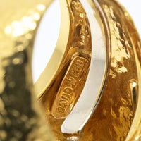 David Webb Platinum & 18K Yellow Gold Pave Hammered Diamond Cocktail Ring - Estate Piece, 25mm Long, 9mm Elevation