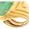 David Webb Platinum and 18K Yellow Gold Ring with Carved Apple Green Jade and Diamond Accents