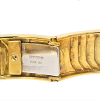 David Webb Platinum & 18K Yellow Gold Zig Zag Diamond Motif White Enamel Bangle Bracelet - 0.65 Carat Total Diamond Weight