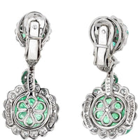 David Webb Platinum Carved Green Emerald And Diamond Drop Earrings - Timeless Elegance in Platinum
