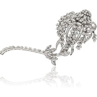 David Webb Platinum Diamond Flower Brooch - 28 Carats Total Diamond Weight, Signed Webb