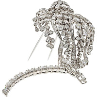 David Webb Platinum Diamond Flower Brooch - 28 Carats Total Diamond Weight, Signed Webb