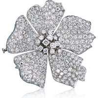 David Webb Platinum Diamond Flower Brooch with 285 Round Diamonds - 22 Carats Total Diamond Weight