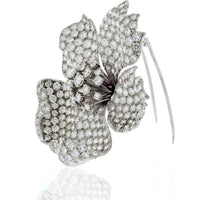 David Webb Platinum Diamond Flower Brooch with 285 Round Diamonds - 22 Carats Total Diamond Weight