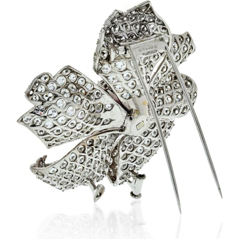 David Webb Platinum Diamond Flower Brooch with 285 Round Diamonds - 22 Carats Total Diamond Weight