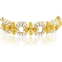 David Webb Vintage Floral Motif Open Link Bracelet with White Enamel in Platinum & 18K Yellow Gold