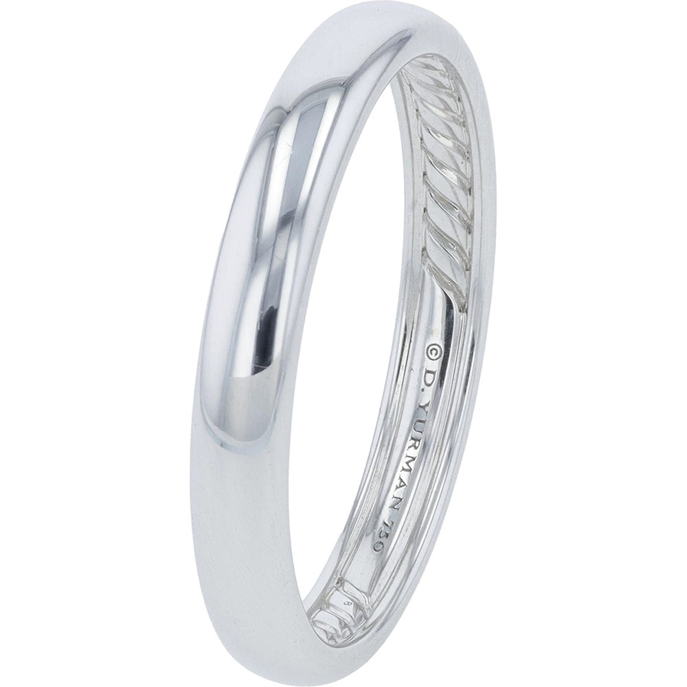 David Yurman 18K White Gold 3.5MM Classic Wedding Band - Sleek High-Polish Ring for Women, Size 10