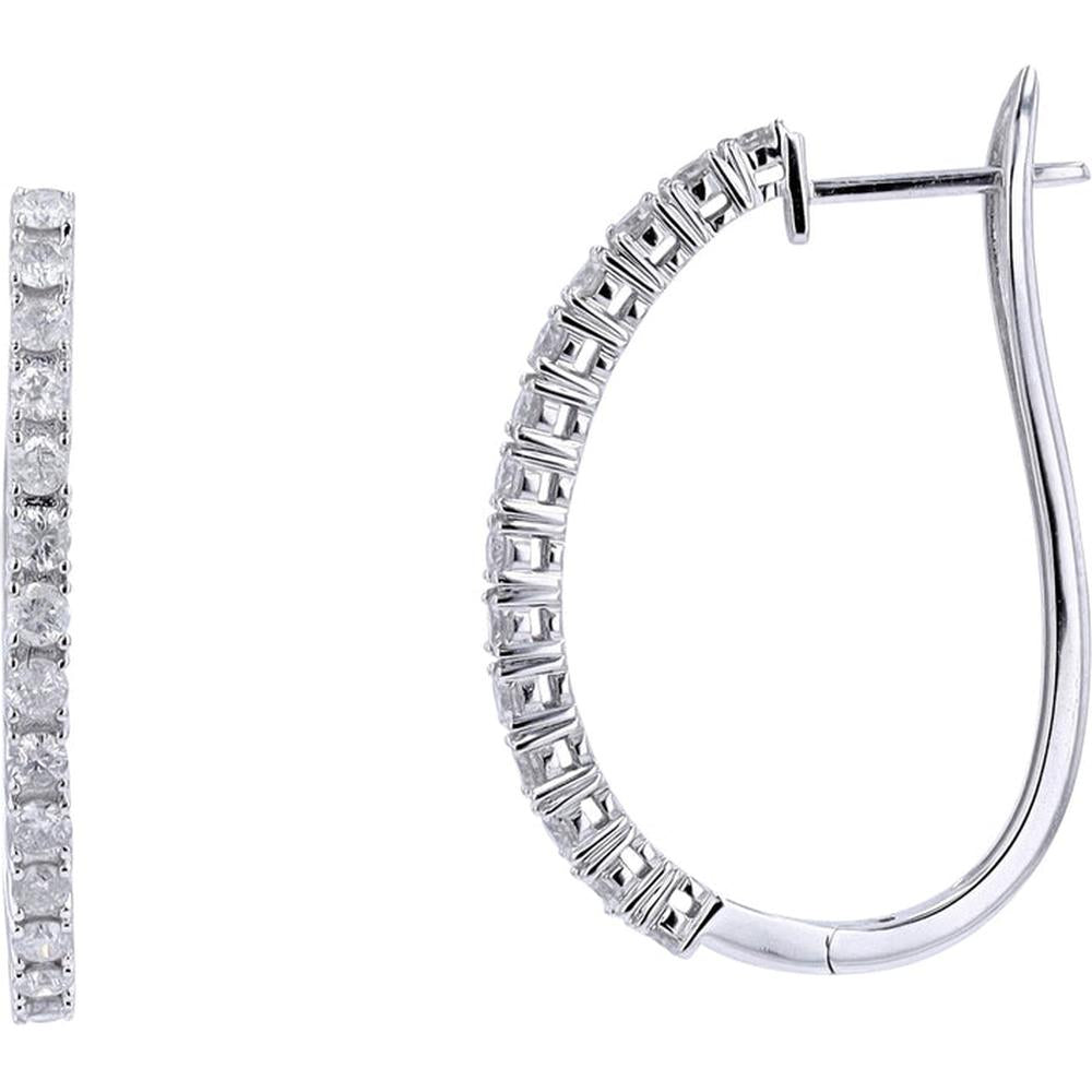 Dazzling 14K Gold Diamond Hoop Earrings - 1.00 Carat Total Diamond Weight
