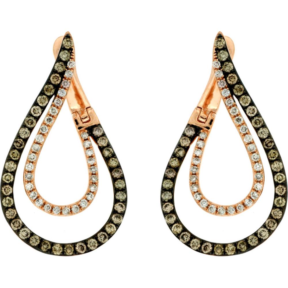 Dazzling 14K Rose Gold Diamond and Mocha Diamond Earrings