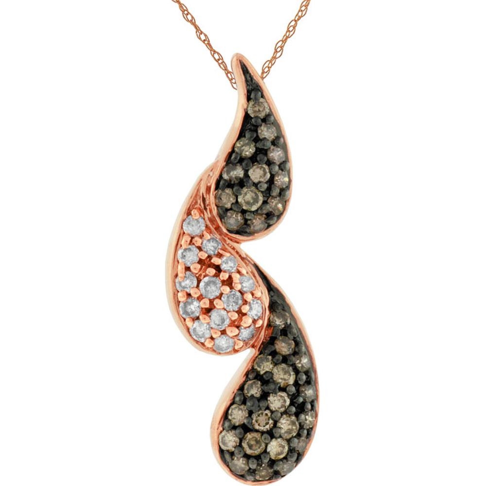 Dazzling 14K Rose Gold Diamond & Mocha Diamond Pendant - Radiant Elegance