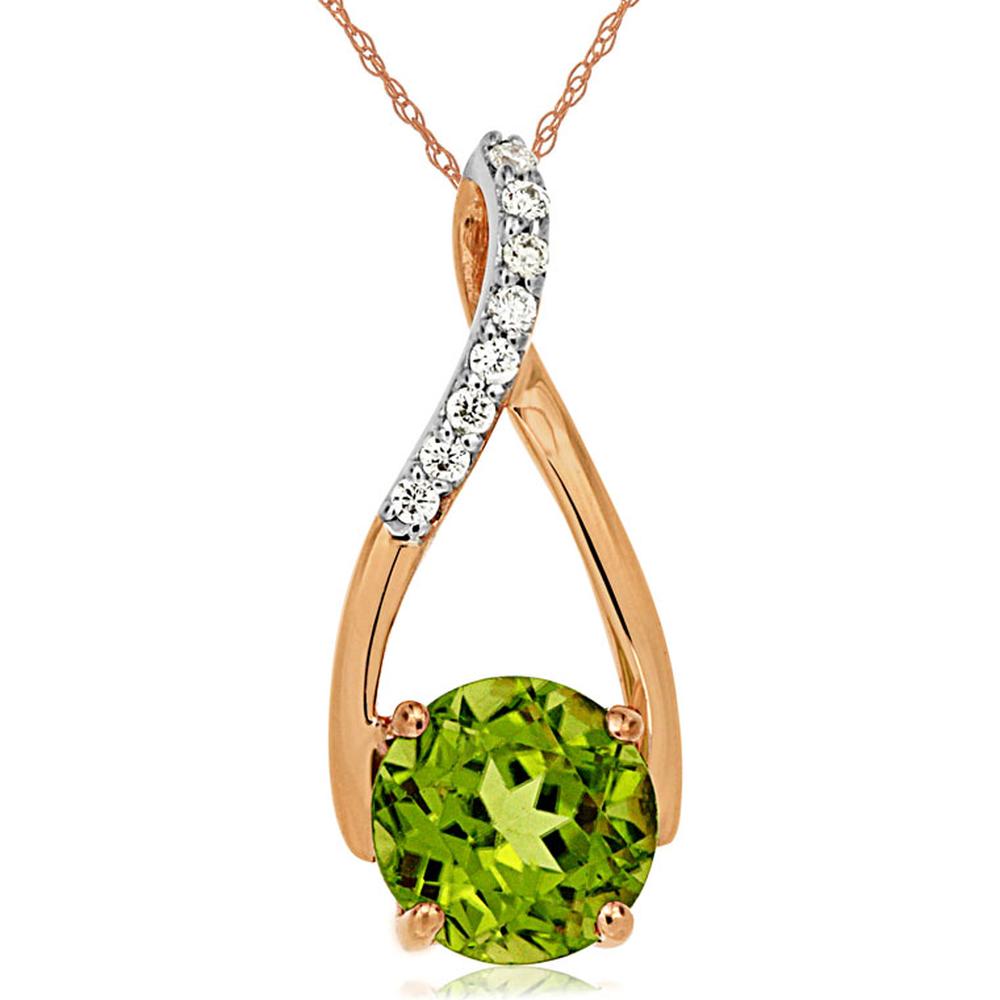Dazzling 14K Rose Gold Peridot and Diamond Halo Pendant