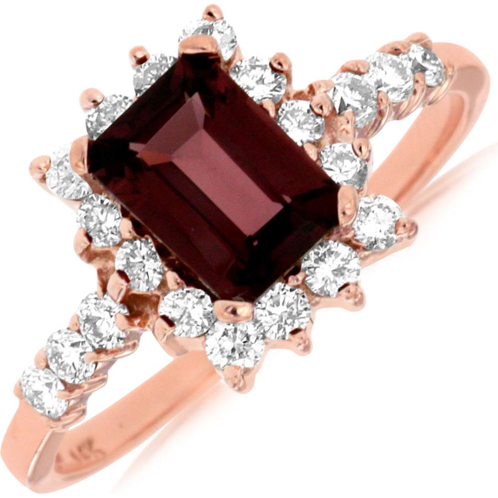 Dazzling 14K Rose Gold Rhodolite and Diamond Ring - 1.85 Carat Total Gem Weight