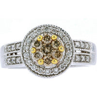 Dazzling 14K Two-Tone Diamond Cluster Ring - 0.63 Carat Total Diamond Weight