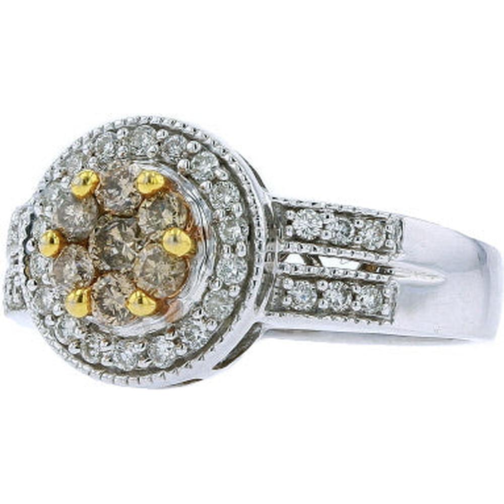 Dazzling 14K Two-Tone Diamond Cluster Ring - 0.63 Carat Total Diamond Weight