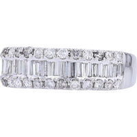 Dazzling 14K White Gold Baguette & Round Diamond Band - 1 3/8 Carats