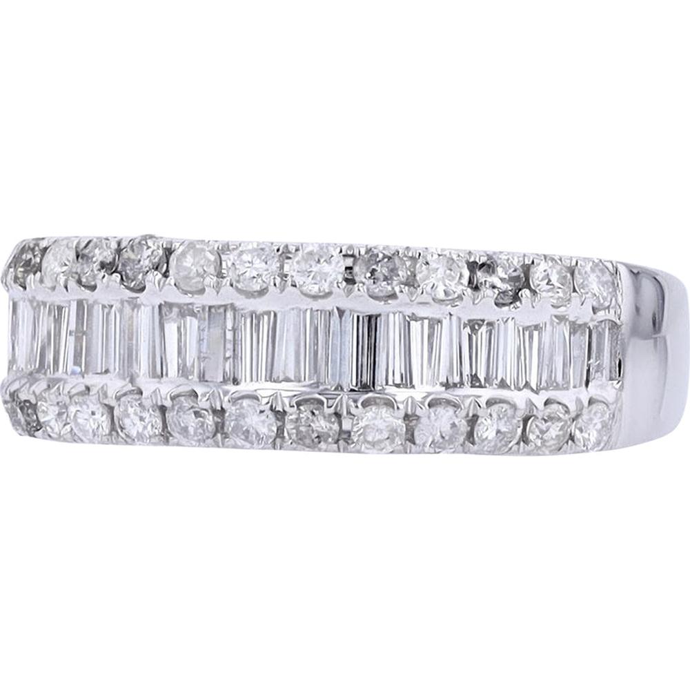 Dazzling 14K White Gold Baguette & Round Diamond Band - 1 3/8 Carats