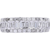 Dazzling 14K White Gold Baguette & Round Diamond Band - 1 3/8 Carats