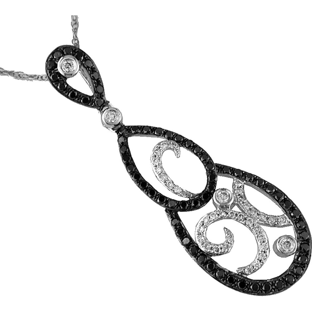 Dazzling 14K White Gold Black and White Diamond Halo Pendant