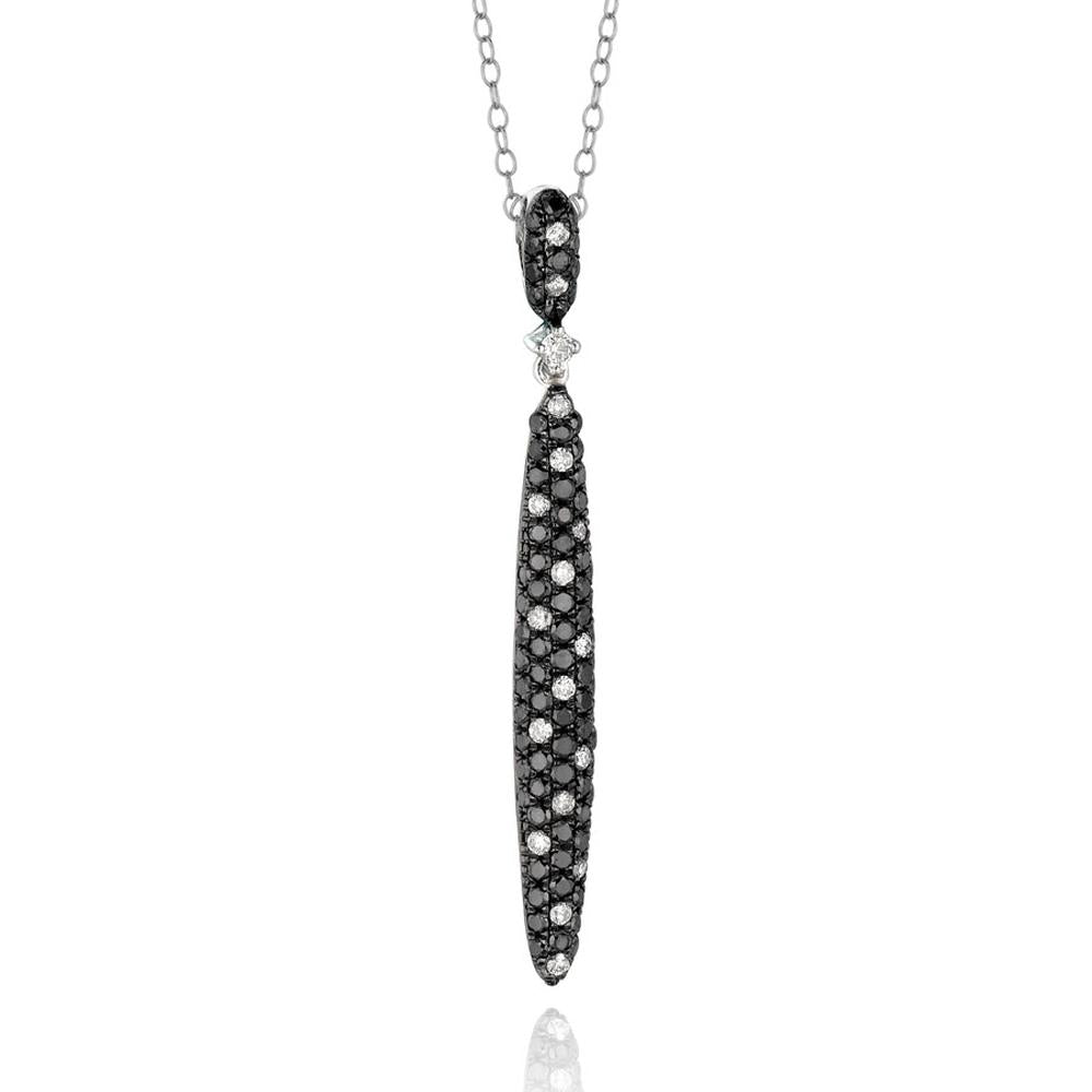 Dazzling 14K White Gold Black Diamond & Diamond Pendant