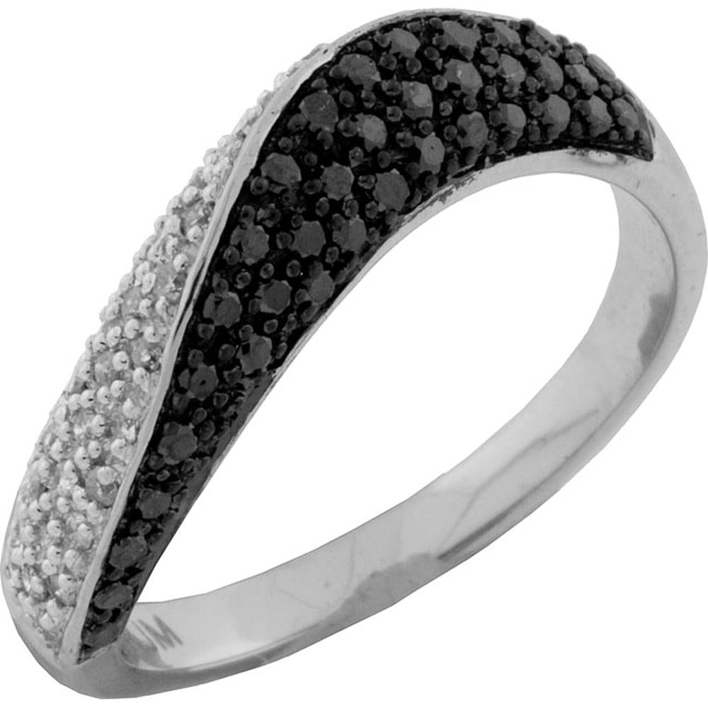 Dazzling 14K White Gold Black Diamond & Diamond Ring - 0.40 Carat Total Diamond Weight